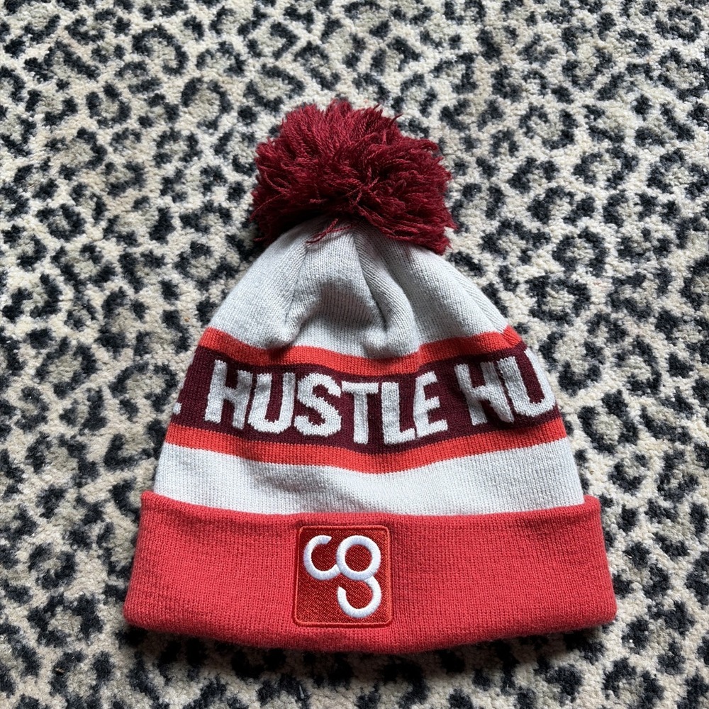 Camp Gladiator Hustle Embroidered Beanie Hat Red Maroon Orange One Size